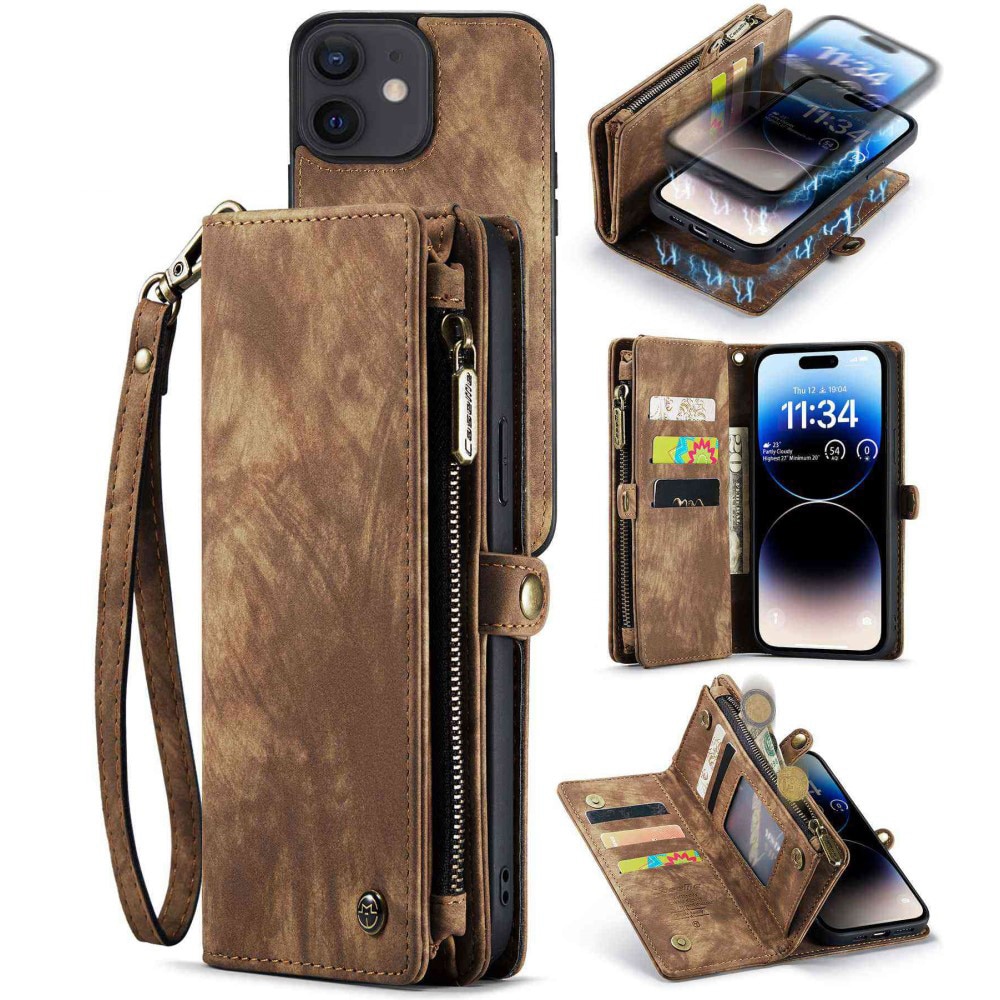iPhone 12/iPhone 12 Pro Multi-slot Wallet Case Brown
