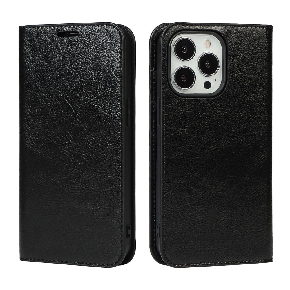 iPhone 12/iPhone 12 Pro Genuine Leather Wallet Case Black
