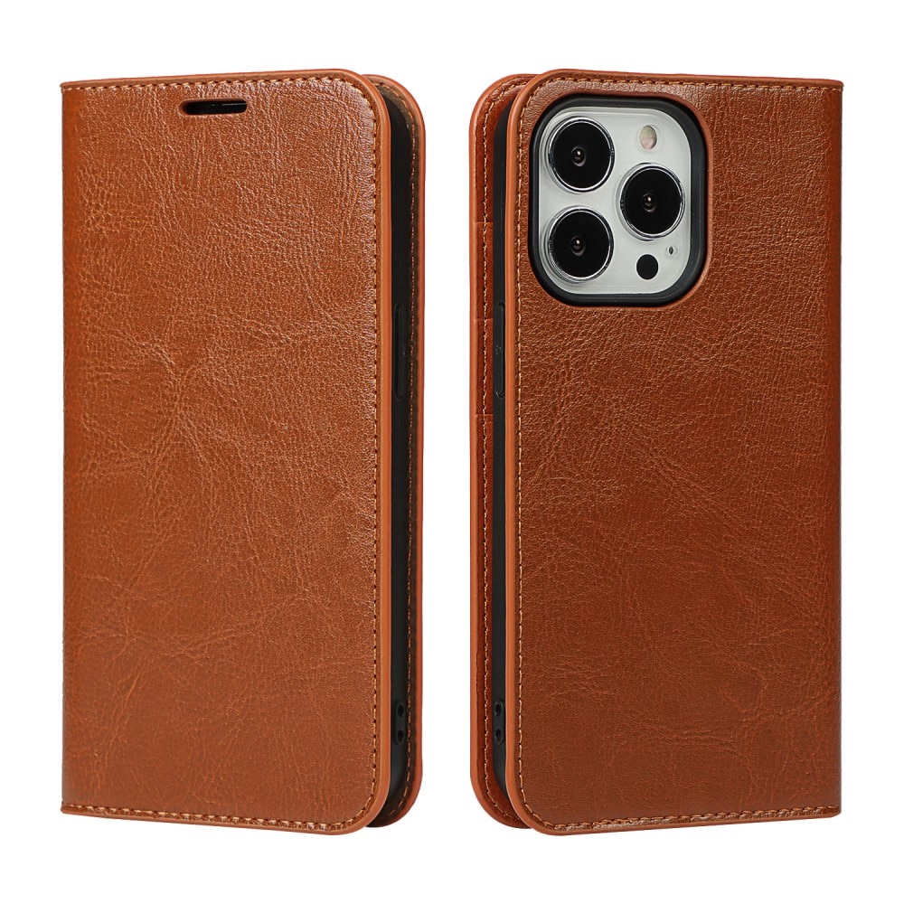 iPhone 12/iPhone 12 Pro Genuine Leather Wallet Case Brown