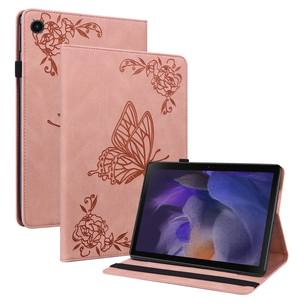 Samsung Galaxy Tab A8 Leather Cover Butterflies Pink