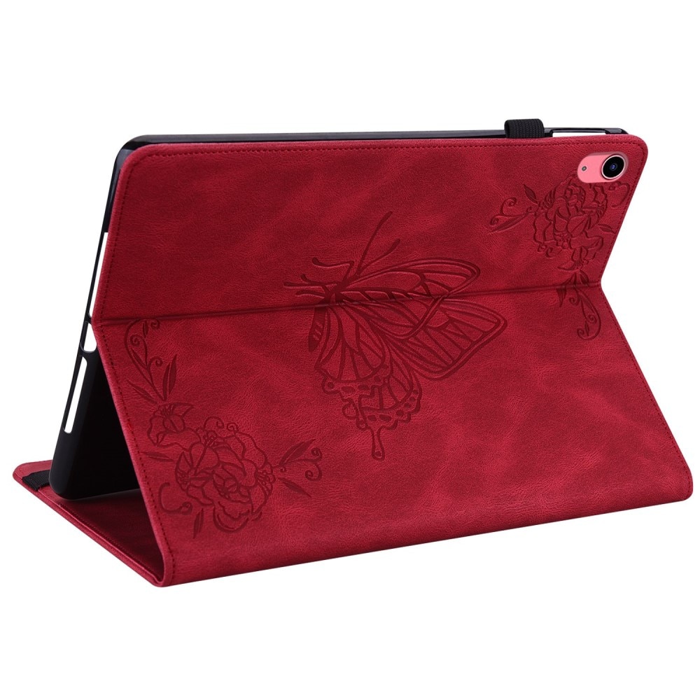 Apple iPad 11 11th Gen (2025) Leather Cover Butterflies Red